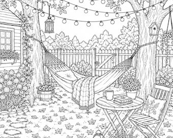 Cozy Coloring Pages for Adults, 20+ Printable PDF, Fall Autumn Cottagecore Coloring Book, Instant Download, Relaxing Line Art Printables