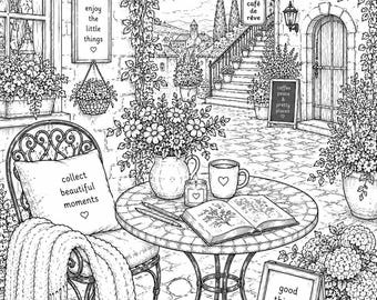 Cozy Home & Outdoor Coloring Pages | Printable Adult Coloring Book | Cottagecore Decor Illustrations | Digital Download PDF | Cozy Art