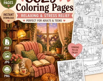 Cozy Summer Adult Coloring Page | Relaxing Printable Coloring Sheet | Hygge Home, Comfort, Self-Care Digital Download