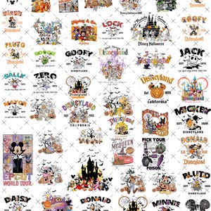 Disney Halloween 2025 Clipart Bundle, Mickey, Minnie & Friends PNG, Cute Spooky Digital Download