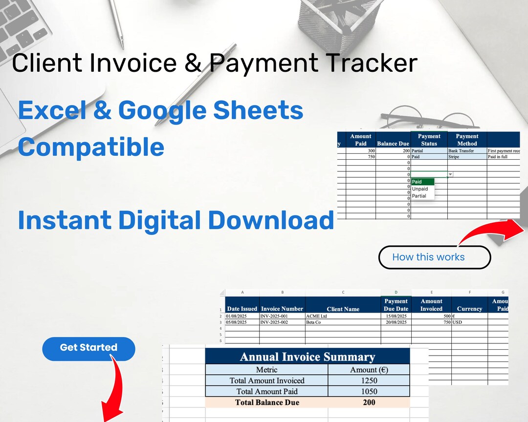 Client Invoice & Payment Tracker | Excel and Google Sheets | Small ...