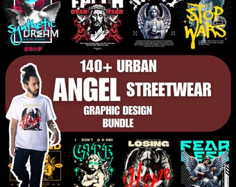 Angel Streetwear Graphic Designs: Urban Pop Art Bundle (PNG Digital Download)