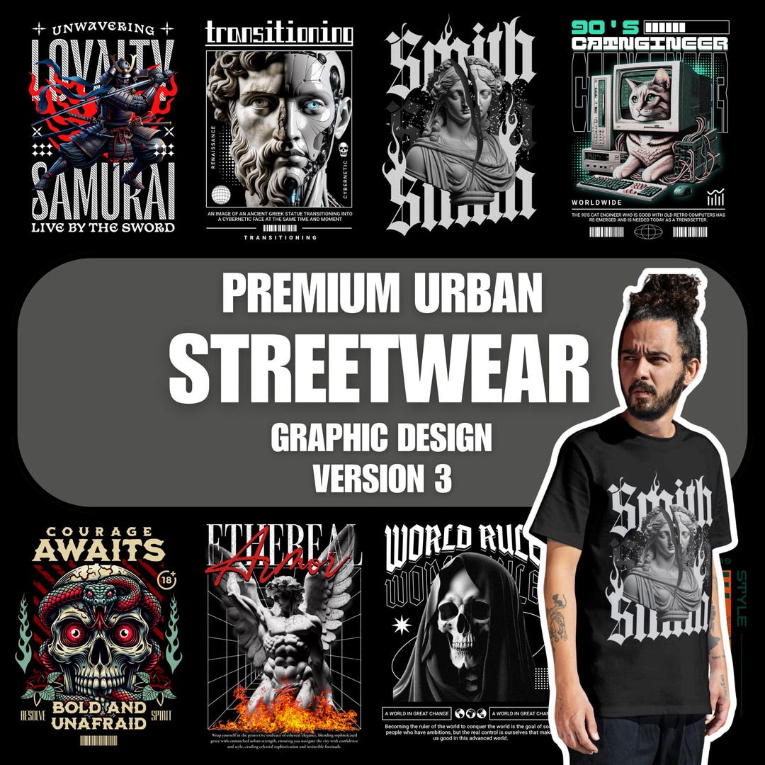 Urban Rapper Design Streetwear Graphic Designs: Urban Pop Art, Hiphop PNG Bundle (digital ...