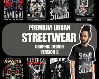 Streetwear Graphic Designs: Urban Pop Art, Hiphop PNG Bundle (Digital Download