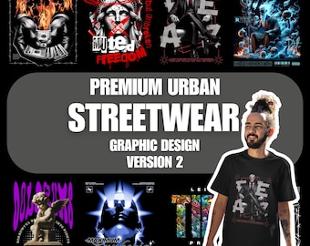 Streetwear Graphic Designs: Urban Pop Art, Hip Hop PNG Bundle (Digital Download