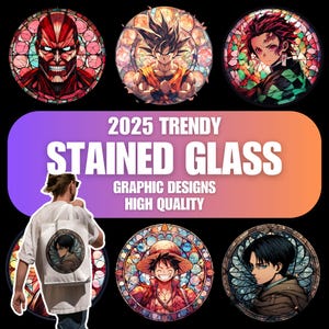 Newest Stained Glass Anime designs | print on demand | DTF | sublimation | anime png