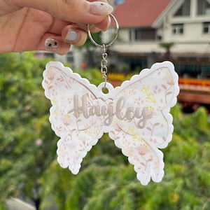 Cute Bow Keychain, Scalloped Bow Backpack Tag, Name keychain, Tag for Girls, Backpack Keychain, Backpack Name Tag, Girls Tag