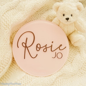 Personalized Acrylic Baby Name Announcement, Baby Name Sign, Newborn Photo Prop, Hospital Name Sign, Baby Name Round, Baby Shower Gift