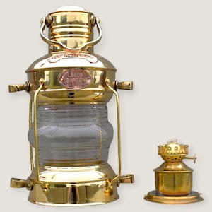 14&quot; Brass Single Wick Burner Lantern, Brass Hanging Lantern, Vintage Brass Lamp, Brass Hanging Lamp, Antique Style Nautical Brass Lantern