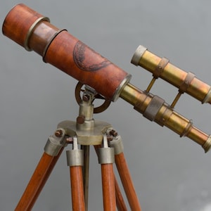 54 cm Antique Style | Dual Telescope With Adjustable Wooden Stand | Vintage Home Display Telescope | Nautical Decorative Collectible