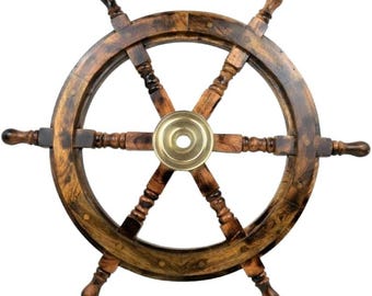 Boat Steering Wheel, 30 Inch Ship Wheel, Antique Ship Wheel, Nautical Wall Hanging, Pirate Ship Decor, Vintage Boat Wheel, Maritime Decor