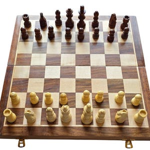 12&#39;&#39; Folding Wooden Chess | Wooden Chess Set | Handicrafted Chess Board | Unique Chess Board | Tradetional Chess Game | Classic Board Game