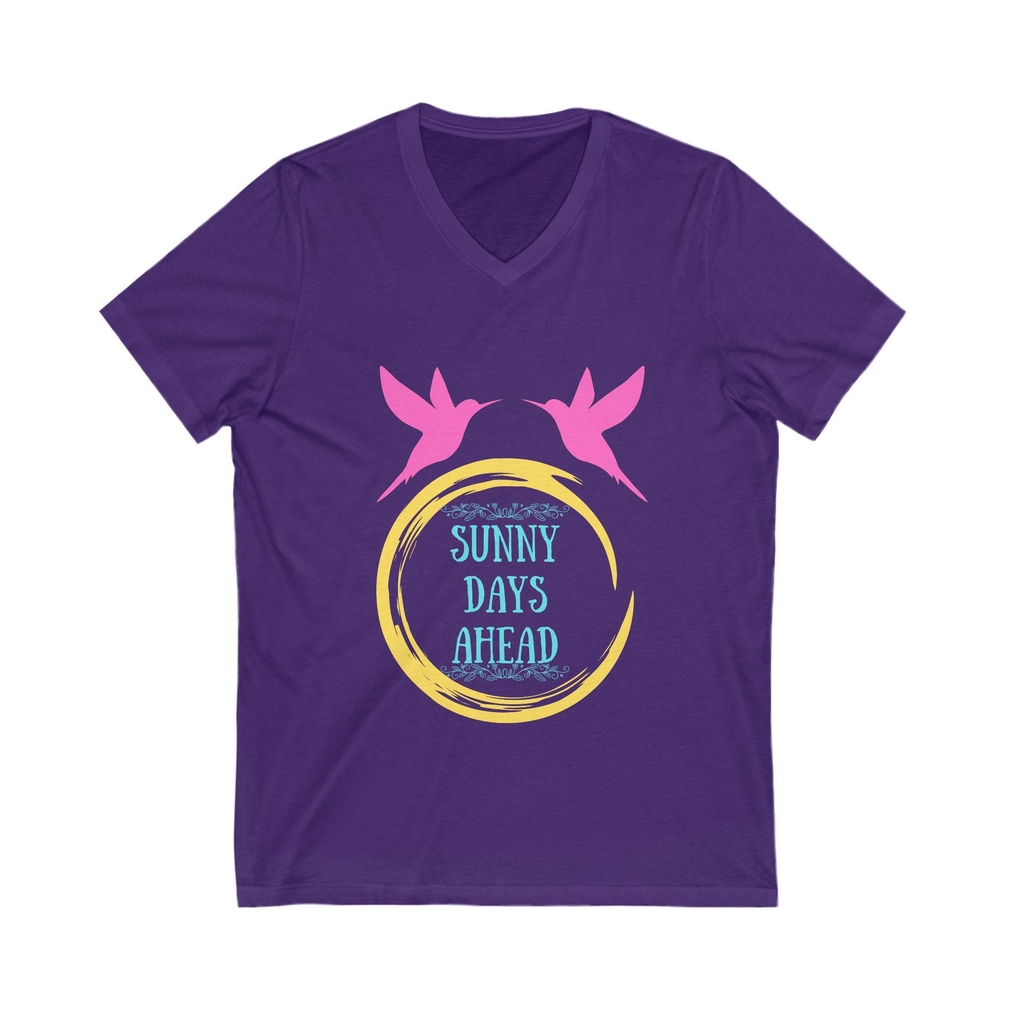 Sunny Days Ahead V-Neck Tee, Unisex T-Shirt, Summer Apparel, Casual Wear, Gift for Sunshine Lovers, Graphic Tee