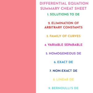 Cheatsheet voor differentiaalvergelijkingen | Afdrukbare pdf-studienotities | Snelle revisie