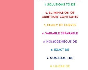 Differential Equations Summary Cheat Sheet | Printable PDF Study Notes | Fast Revision
