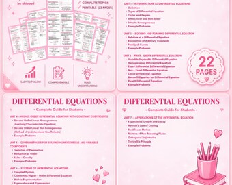 Differential Equations Notes Printable PDF l Complete Topics l Step-by-Step Study Guide + Example Problems