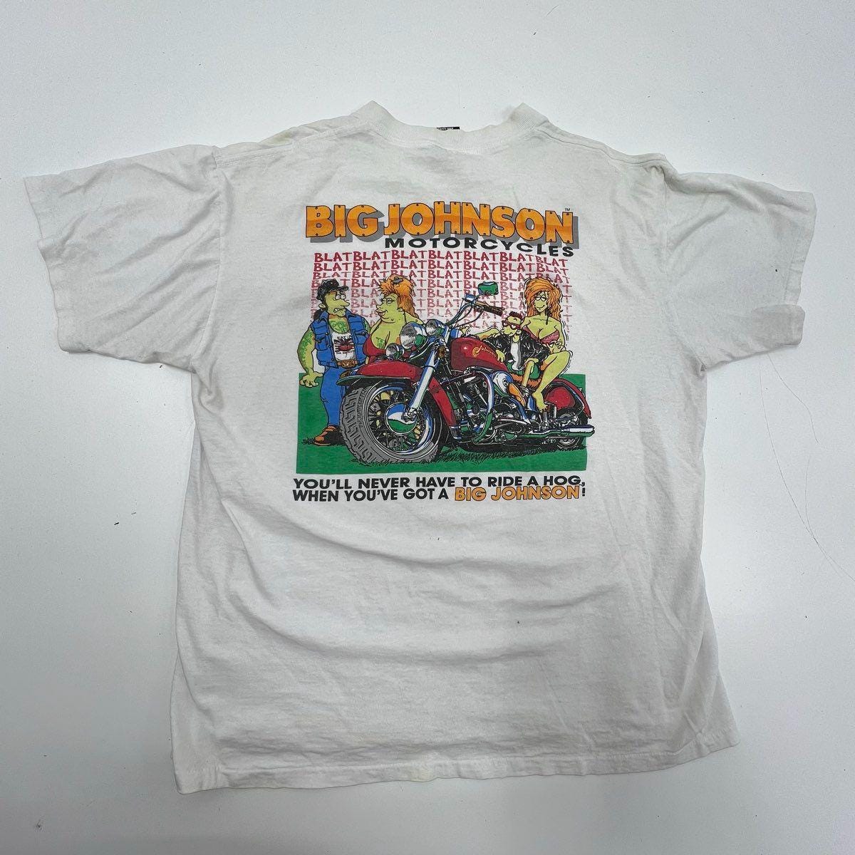 Big Johnson Motorcycles Tシャツ 旧タグ Vintage 90s Big Johnson Motorcycles Ride a Hog T-shirt Single
