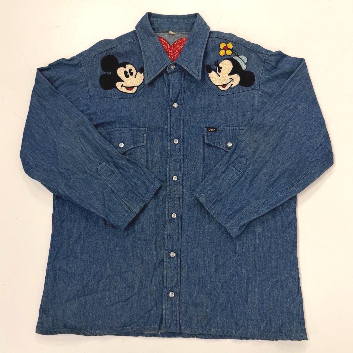 Mickey Mouse Embroidered Denim Shirt - Etsy