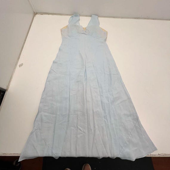 Vintage 1930s Nightgown & Bed Jacket Set Blue Lac… - image 3