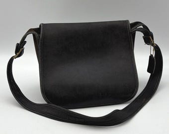 Vintage Coach Penelope Black Leather Demi Turn-lock Crossbody Bag