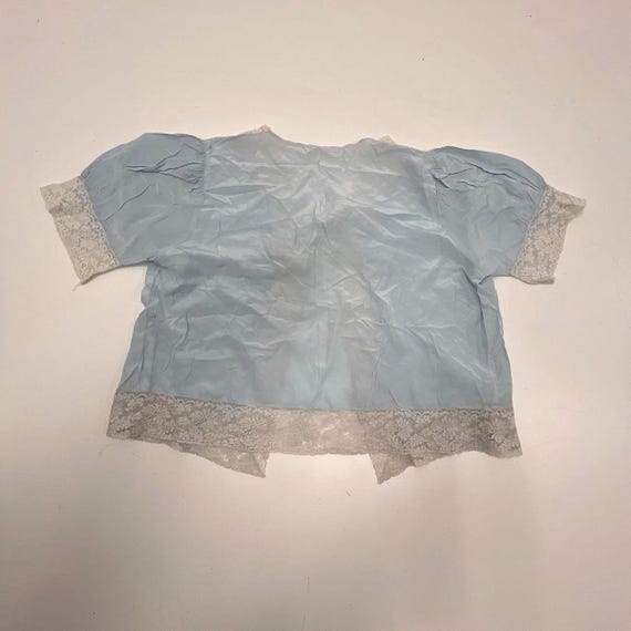Vintage 1930s Nightgown & Bed Jacket Set Blue Lac… - image 7