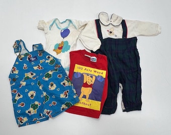 Vintage 90s Lot 4 Baby Clothes Winnie The Pooh Oshkosh B'gosh Romper Outfit