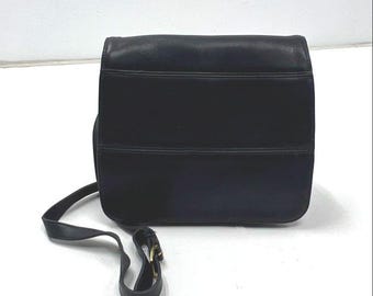 Vintage Coach Penelope Black Leather Demi Turn-lock Crossbody Bag