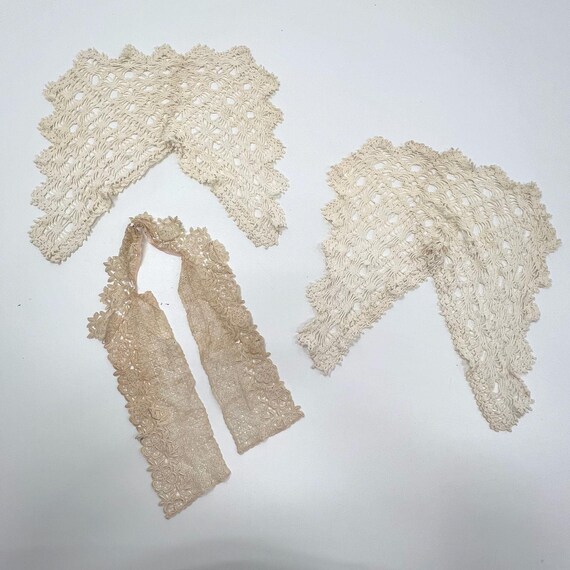Antique Lot of 3 Lace & Crochet Collars Victorian… - image 1