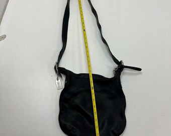 Vintage 2000s Coach 6676 Black Leather Hobo Crossbody Bag Silver