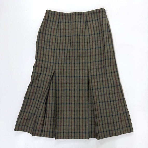 Vintage Campbells of Beauly Tweed Plaid Wool A-Line Midi Skirt UK Sz 14