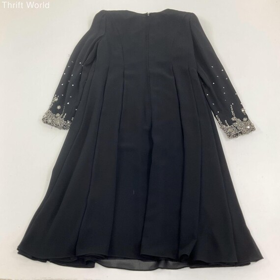 Vintage Black Chiffon Trapeze Evening Dress Beaded Rhinestone Sleeves 60s 70s Vintage Black Chiffon Trapeze Evening Dress Beaded Rhinestone Sleeves 60s 70s