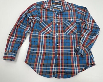Vintage 80s JCPenney Big Mac Plaid Flannel Workwear Shirt Sz L