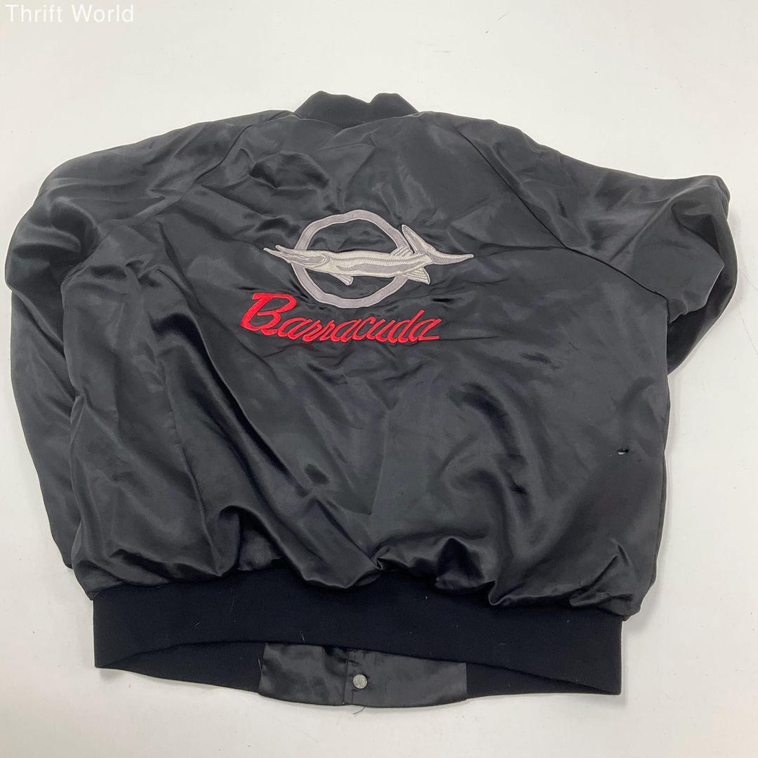 Westark Vintage 80s Black Plymouth Barracuda Embroidered Satin