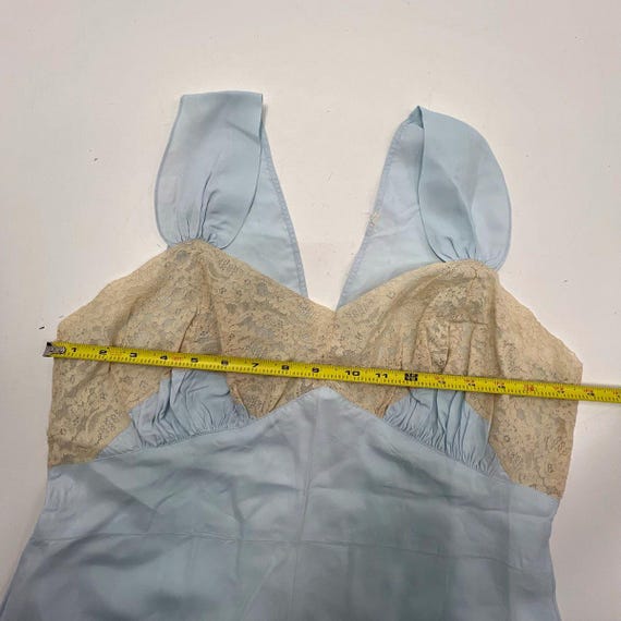 Vintage 1930s Nightgown & Bed Jacket Set Blue Lac… - image 8