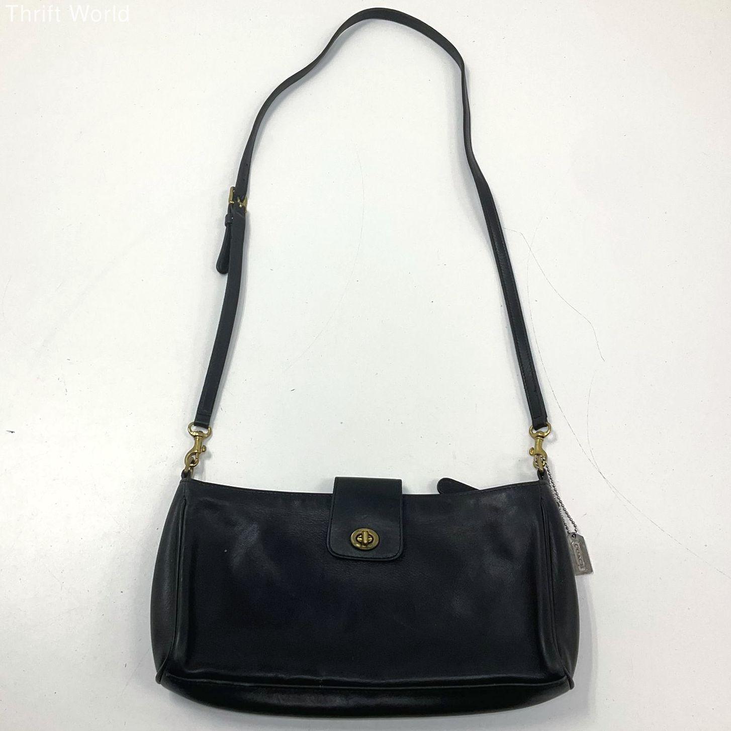 Vintage Coach Penelope Black Leather Demi Turn-lock Crossbody Bag