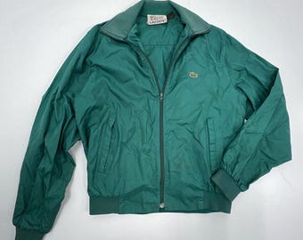 Vintage 80's Izod Lacoste Men's Navy Blue NYLON Jacket ALLIGATOR