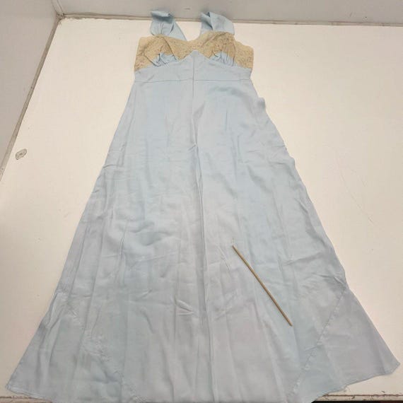 Vintage 1930s Nightgown & Bed Jacket Set Blue Lac… - image 2