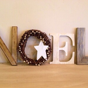 Christmas Decor Gold Noel Letters Rustic Holiday Decor Noel Mantel Decor Farmhouse Holiday Decor Farmhouse Decor Wood Letters image 2