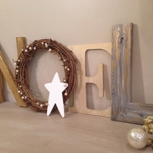 Christmas Decor Gold Noel Letters Rustic Holiday Decor Noel Mantel Decor Farmhouse Holiday Decor Farmhouse Decor Wood Letters image 1