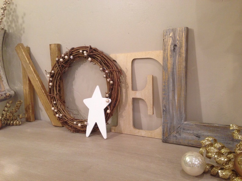 Christmas Decor Gold Noel Letters Rustic Holiday Decor Noel Mantel Decor Farmhouse Holiday Decor Farmhouse Decor Wood Letters image 1