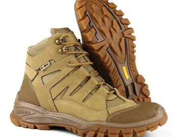 Botas tácticas de cuero para hombre – Coyote / Calzado militar de combate para exteriores / Fabricadas en Ucrania / Tallas 39-46 / Envío gratuito