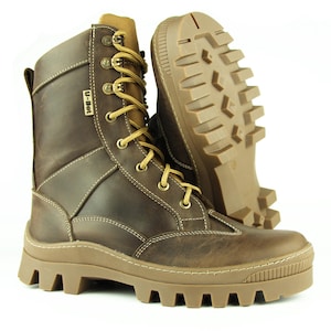 Men’s Leather Combat Boots – Black & Dark Brown | Military Tactical High Boots | Handmade in Ukraine | Sizes 40–46 | Free Shipping