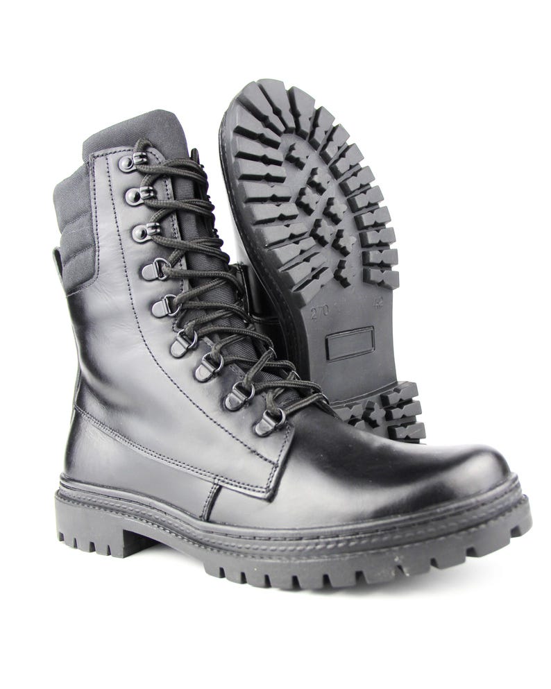 Handmade Black Leather Tactical Boots | Ukrainian Military Style - Etsy