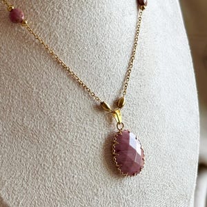 Pink Rhodochrosite Necklace – Natural Stone of Love & Feminine Elegance | Handmade / A handcrafted necklace with natural stones