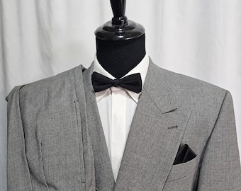 Vtg Joseph Abboud Suit Double Breasted Peak 48 XLong 36x34 Houndstooth 100% Wool