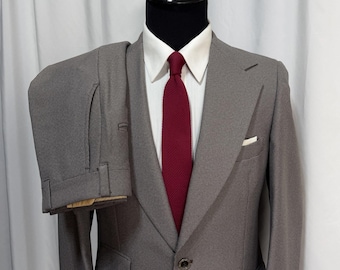 Vtg 70's Warren Sewell Suit Mens 40L Pants 30x32 Flared MCM Houndstooth Disco