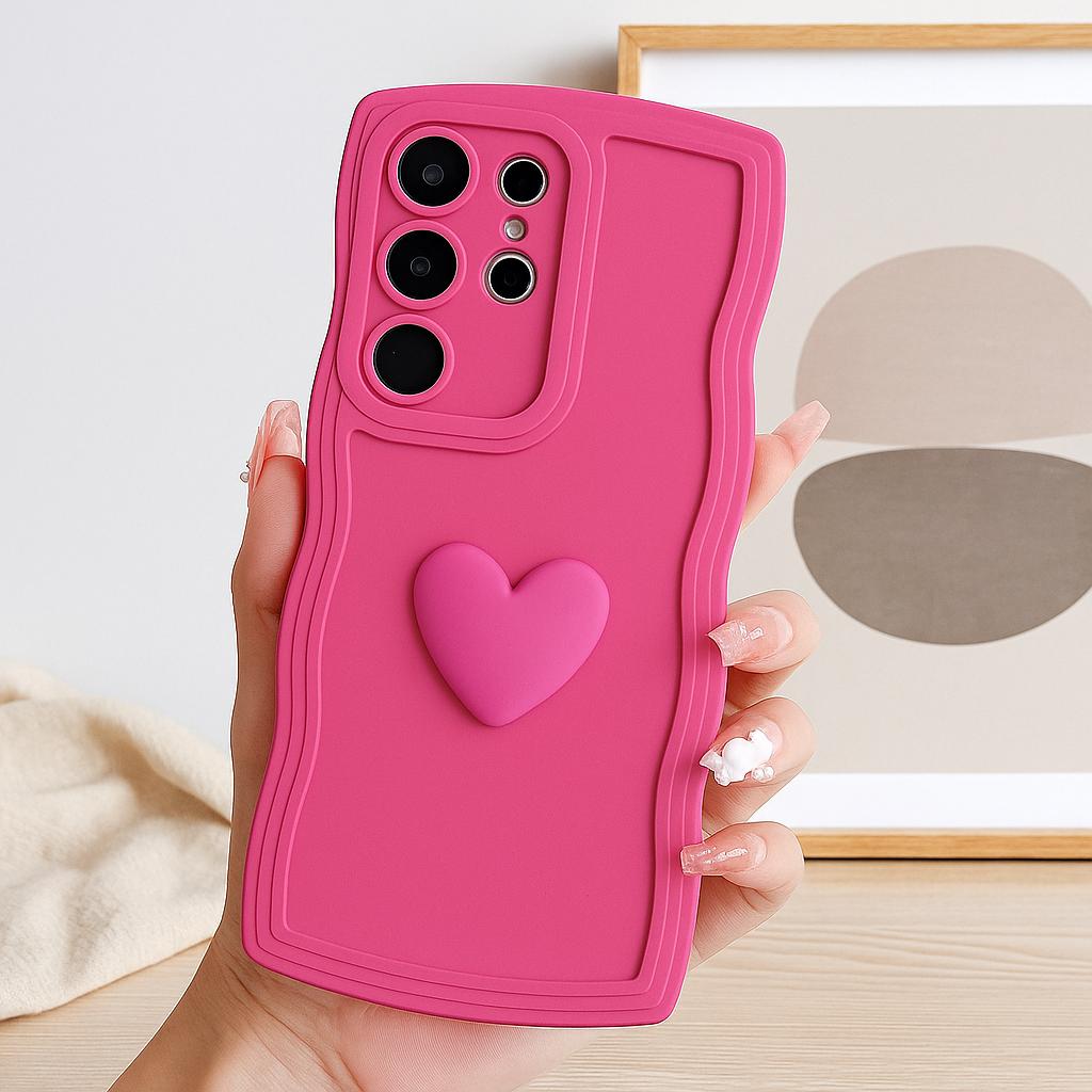 3D Heart Silicone Phone Case Samsung Galaxy S24 Ultra