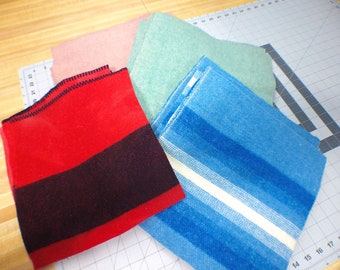 Wool Blanket Scrap, PICK TWO, Large Wool Pieces, Craft Wool, Vintage Wool Blanket Pieces