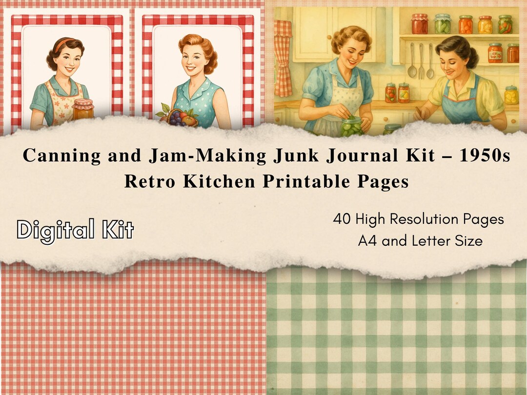 Canning and Jam-making Junk Journal Kit – 1950s Retro Kitchen Printable ...