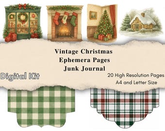 Vintage kit voor kortstondige kerstmis – Afdrukbare tags, enveloppen, labels en kieskeurige uitjes | Junkjournaal afdrukbare feestdagen